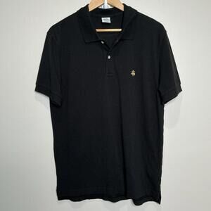 Brooks Brothers Performance Polo Shirt Mens‎ Large Slim Fit Black Chest Logo EUC